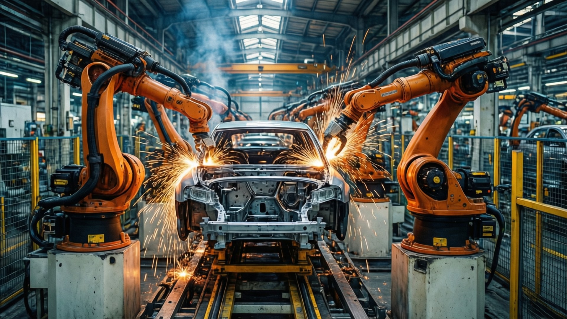 Assembly Line Sparks by Wallpapers.art Studio