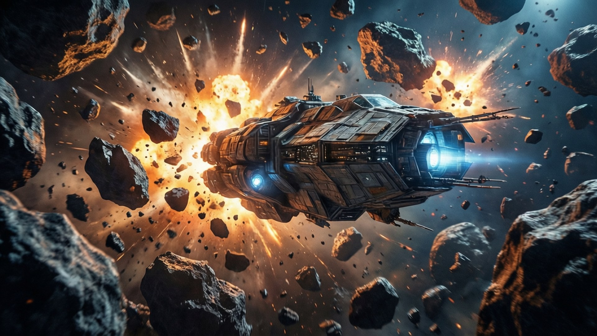 Asteroid Field Escape by Wallpapers.art Studio