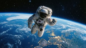 Astronaut Against Earth