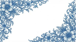 Asymmetric Blue Floral Corners