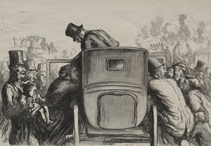 At the Universal Exhibition: The visitor will find all means of transportation desirable to return to his hotel.