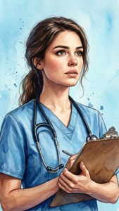 Attentive Nurse Watercolor