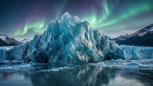 Aurora Glacier Reflection