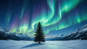 Aurora Mountains Silhouette
