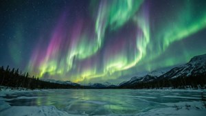 Aurora Over Frozen Lake