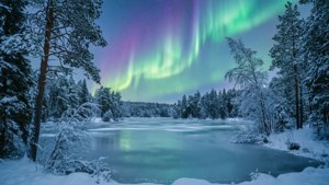 Aurora Over Frozen Lake