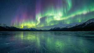 Aurora over Frozen Lake