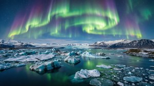Aurora Over Icebergs
