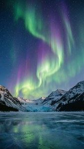 Aurora Over Peaks