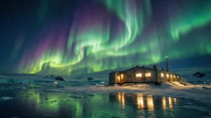 Aurora Over Research Station