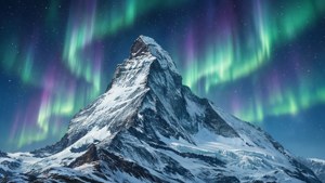 Aurora Over Snowy Peak