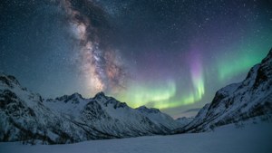Aurora Over Snowy Peaks