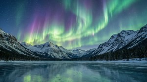 Aurora Over Snowy Peaks