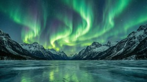 Aurora Over Snowy Peaks