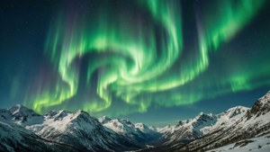 Aurora Over Snowy Peaks