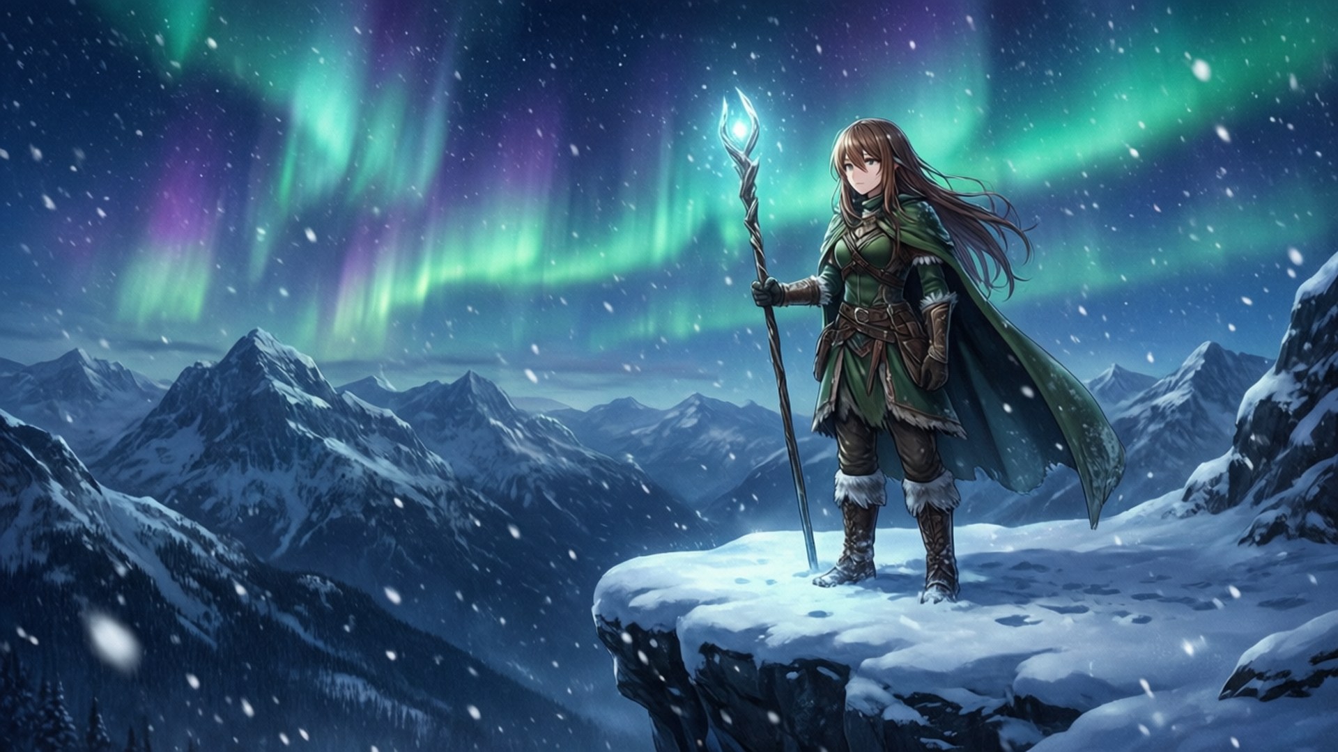 Aurora Over the Peaks by Wallpapers.art Studio