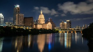 Austin Night Skyline Reflection