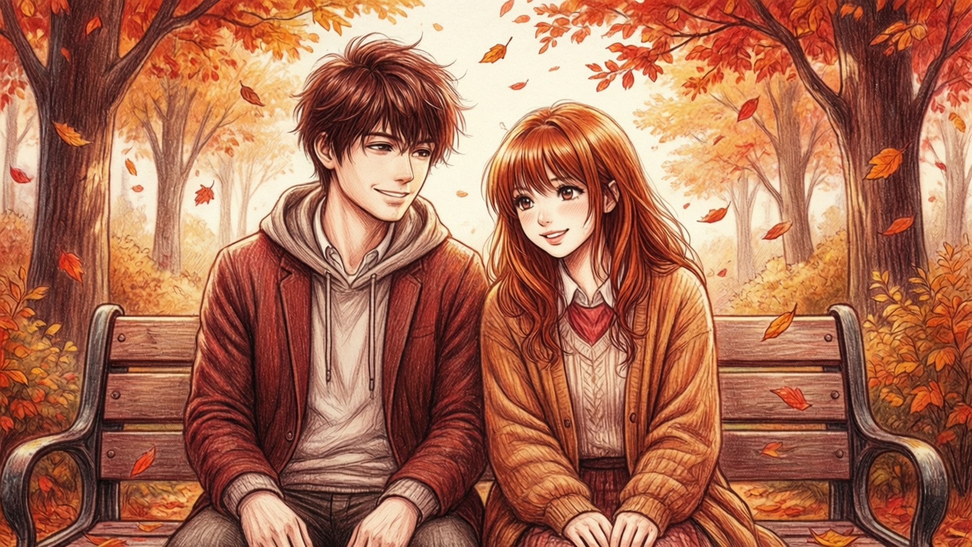 Autumn Bench by Wallpapers.art Studio