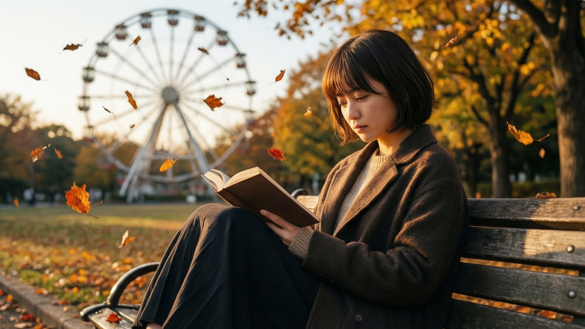 Autumn Bench Reader by Wallpapers.art Studio