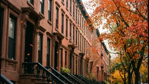 Autumn Brownstone Row