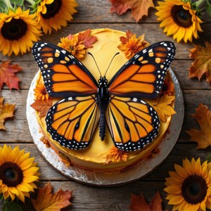 Autumn Butterfly Cake Overhead