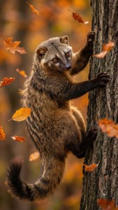 Autumn Civet Climbing