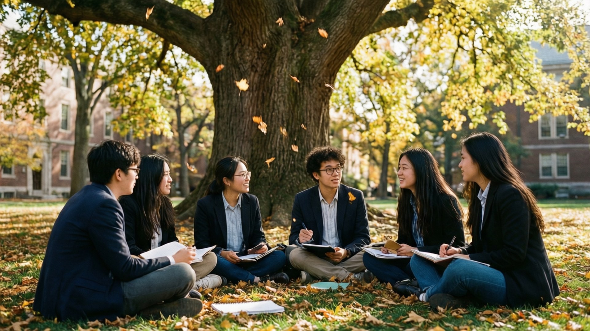 Autumn Discussion Under the Oak by Wallpapers.art Studio