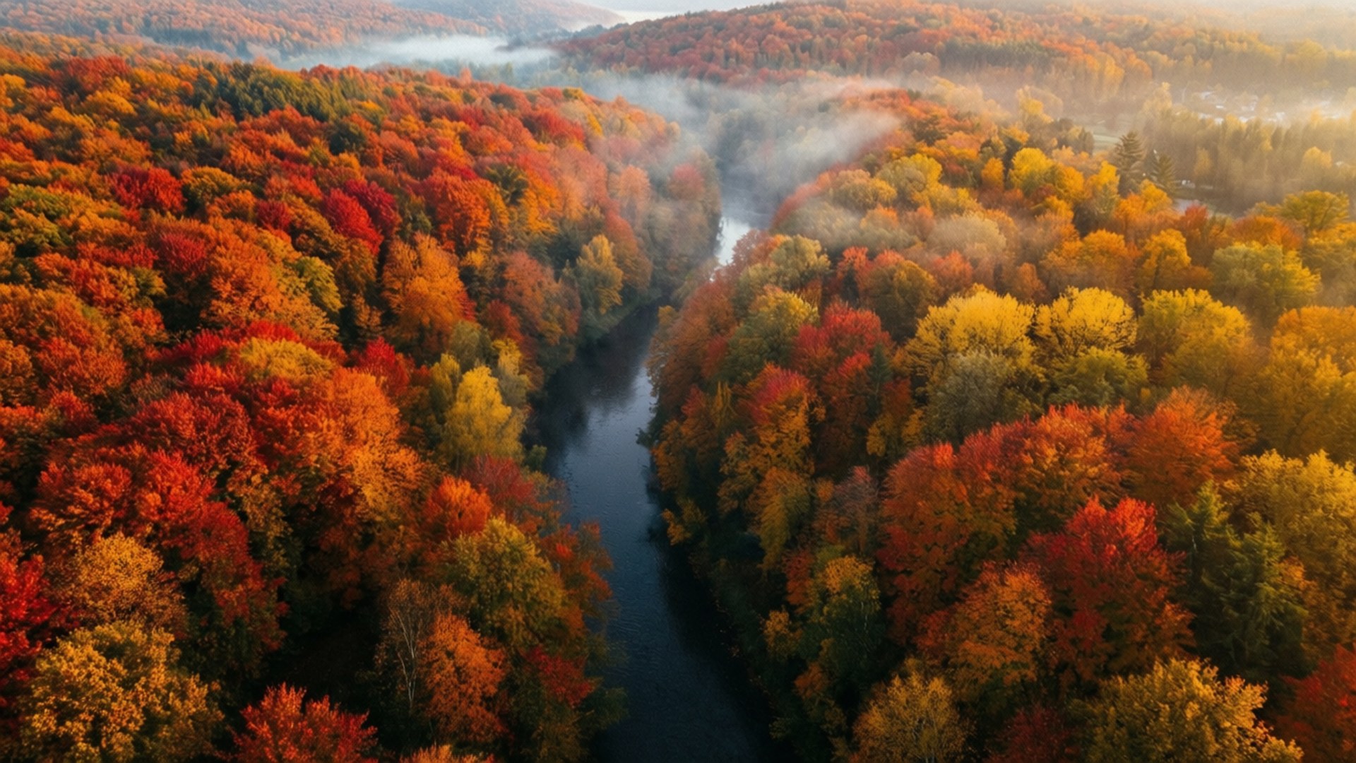 Autumn Forest Aerial by Wallpapers.art Studio