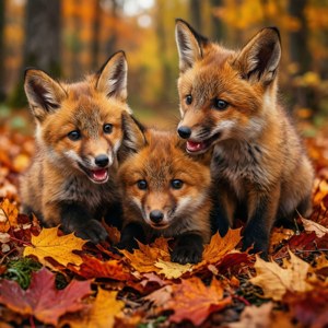 Autumn Foxes Play