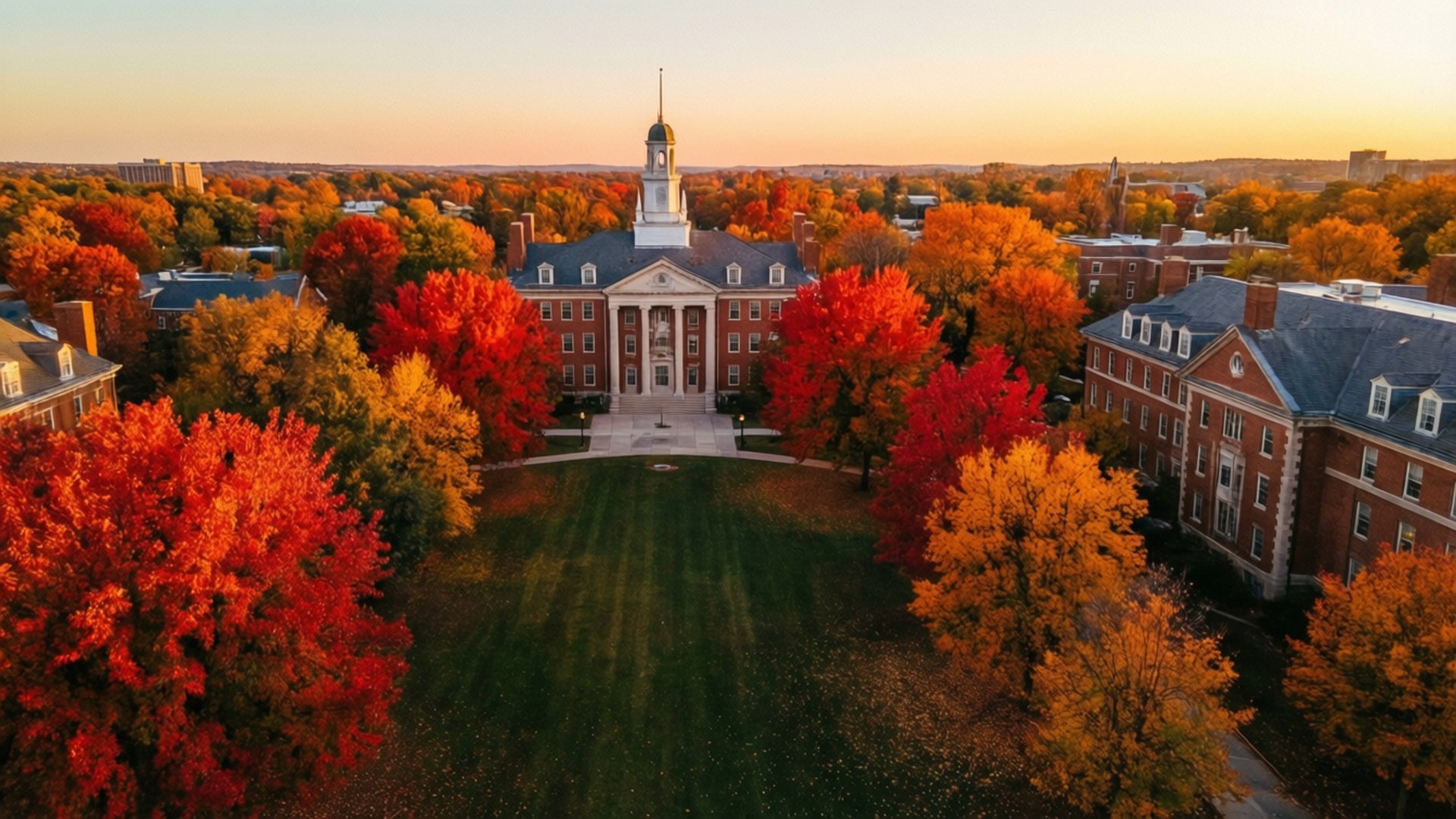 Autumn Gold on College Green by Wallpapers.art Studio