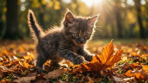 Autumn Kitten Pounce