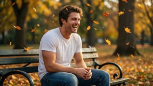 Autumn Laughs on Bench
