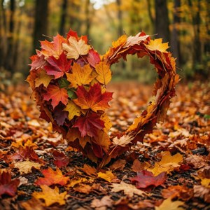 Autumn Leaves Half Heart