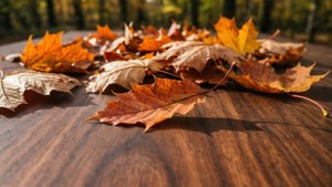 Autumn Leaves on Mahogany