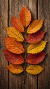 Autumn Leaves on Wood