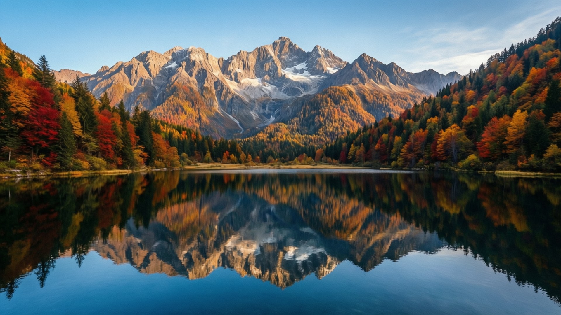 Autumn Mountain Lake by Wallpapers.art Studio
