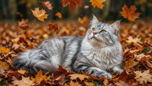 Autumn Nebelung in Leaves