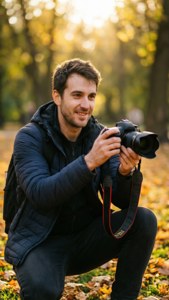 Autumn Park Vlogger Shoot