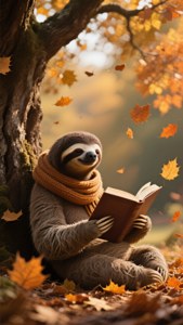 Autumn Reading Sloth