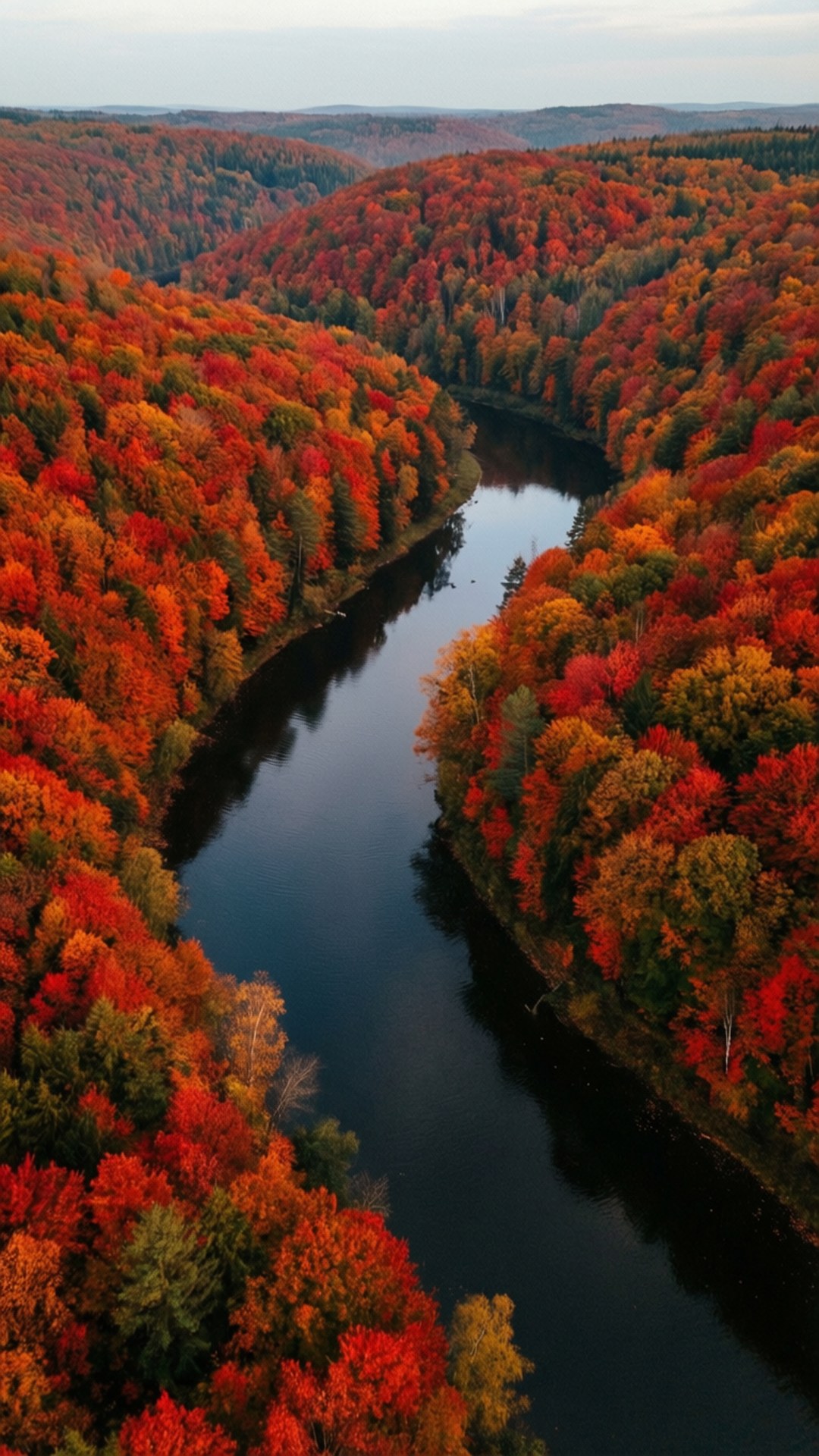 Autumn River Aerial by Wallpapers.art Studio