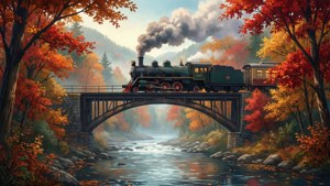 Autumn Train Bridge