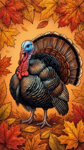 Autumn Turkey with Leaves