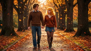Autumn Walk Hand in Hand