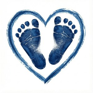 Baby Boy Footprints with Heart