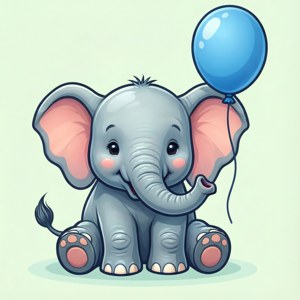 Baby Elephant with Balloon