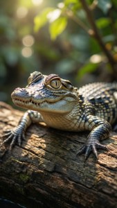 Baby Gharial on Log