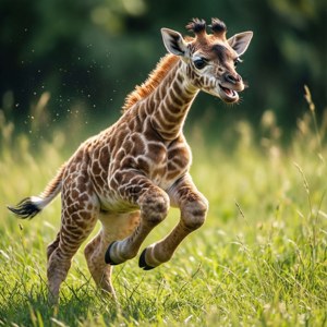 Baby Giraffe Jumping