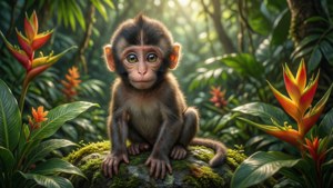 Baby Monkey in Jungle