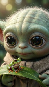 Baby Yoda and the Frog