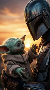 Baby Yoda and the Mandalorian